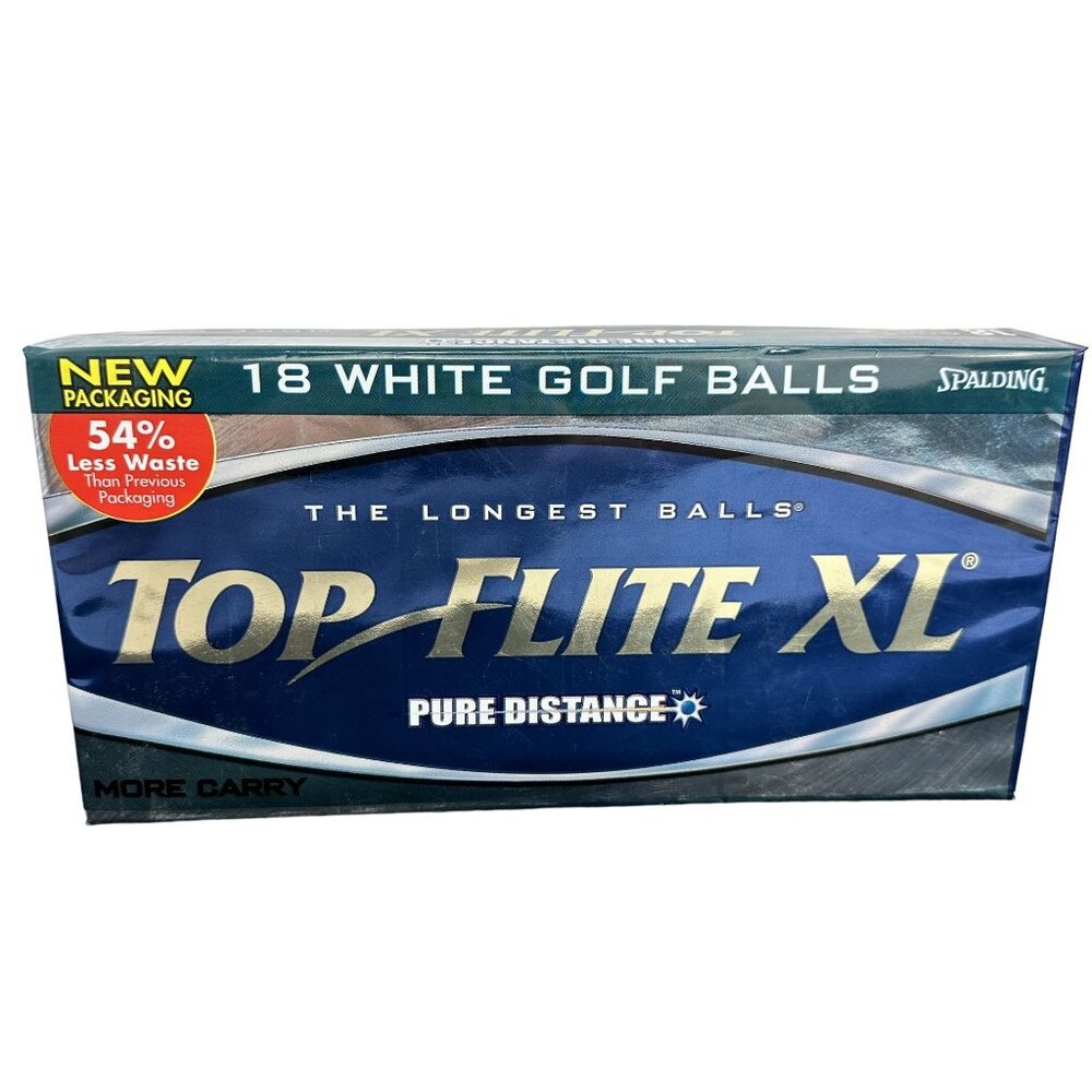 NEW Spalding Top-Flite XL Pure‎ Distance Golf Balls New Packaging 18 White Balls
